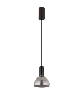 Labora Dome Pendant Ceiling Light Matt Black Smoke Glass Shade LED 3000K-2