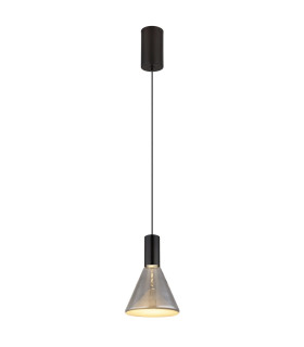 Labora Cone Dome Pendant Ceiling Light Matt Black Smoke Glass Shade LED 3000K-1