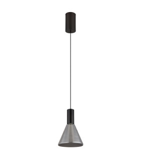 Labora Cone Dome Pendant Ceiling Light Matt Black Smoke Glass Shade LED 3000K-2