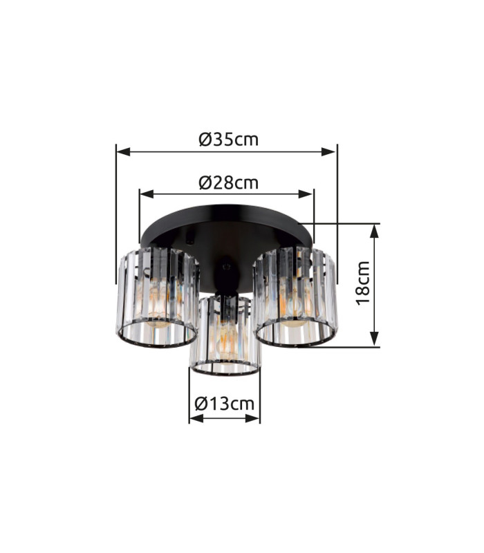Jordana Shade Cluster Ceiling Light Matt Black 3x E27-6