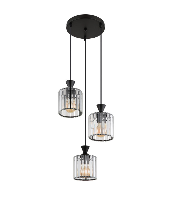 Jordana Cluster Pendant Ceiling Light Matt Black 3x E27-2