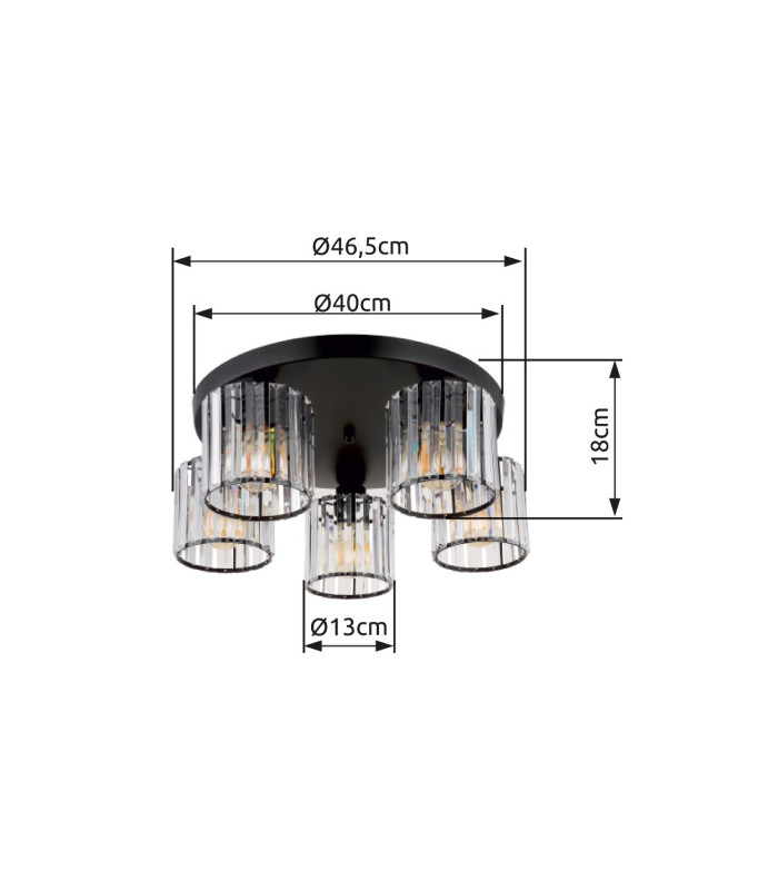 Jordana Shade Cluster Ceiling Light Matt Black 5x E27-6