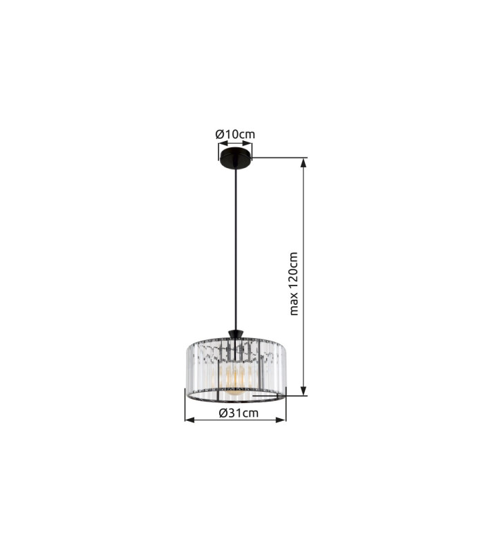 Jordana Cylindrical Pendant Ceiling Light Matt Black 1x E27-9