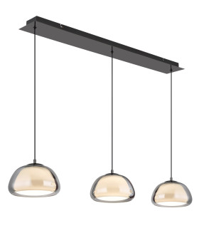 Avila Bar Pendant Ceiling Light Gunmetal Smoke Glass Shade 3x LED Dimmable 2700-6500K Remote Control-1