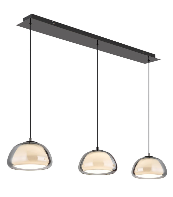 Avila Bar Pendant Ceiling Light Gunmetal Smoke Glass Shade 3x LED Dimmable 2700-6500K Remote Control-1