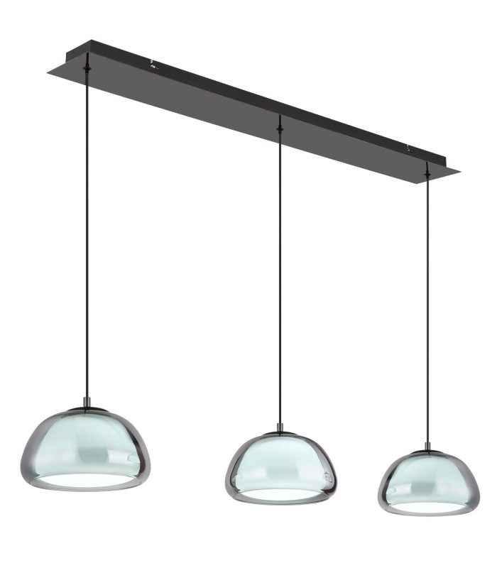 Avila Bar Pendant Ceiling Light Gunmetal Smoke Glass Shade 3x LED Dimmable 2700-6500K Remote Control-5
