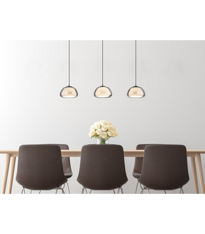 Avila Bar Pendant Ceiling Light Gunmetal Smoke Glass Shade 3x LED Dimmable 2700-6500K Remote Control-7