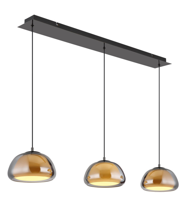 Avila Bar Pendant Ceiling Light Gunmetal Smoke Glass Shade 3x LED Dimmable 2700-6500K Remote Control-8
