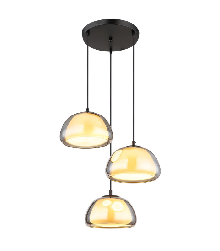 Jella Cluster Pendant Ceiling Light Matt Black Smoke Glass Shade 3x E14-1
