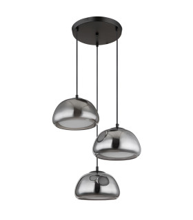 Jella Cluster Pendant Ceiling Light Matt Black Smoke Glass Shade 3x E14-2