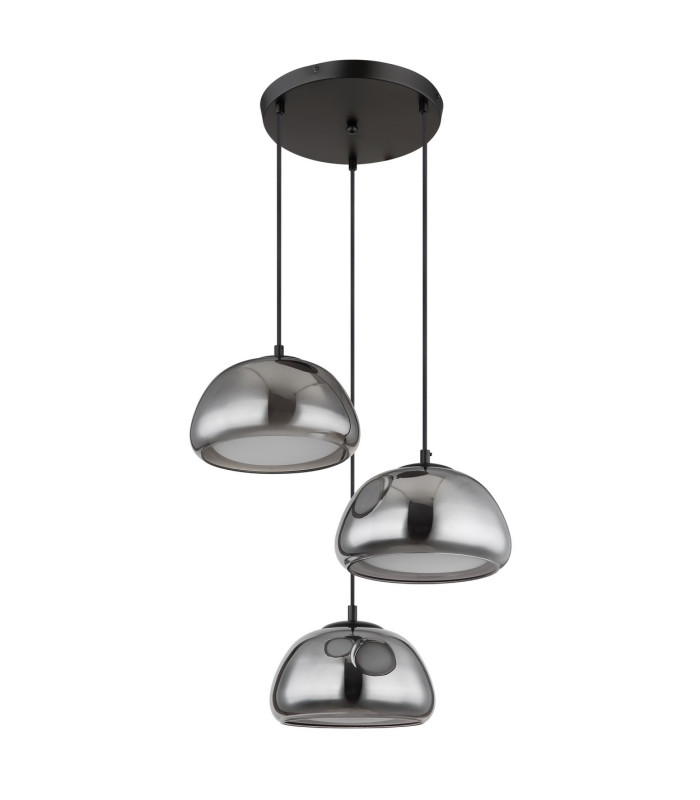 Jella Cluster Pendant Ceiling Light Matt Black Smoke Glass Shade 3x E14-2