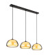 Jella Bar Pendant Ceiling Light Matt Black Smoke Glass Shade 3x E14-1