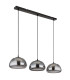 Jella Bar Pendant Ceiling Light Matt Black Smoke Glass Shade 3x E14-2