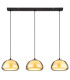 Jella Bar Pendant Ceiling Light Matt Black Smoke Glass Shade 3x E14-3