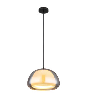 Jella Dome Pendant Ceiling Light Matt Black Smoke Glass Shade 1x E27-1