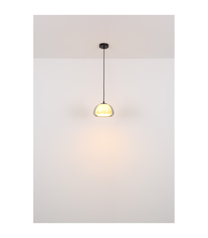 Jella Dome Pendant Ceiling Light Matt Black Smoke Glass Shade 1x E27-5