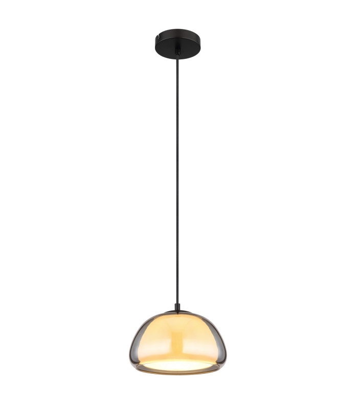 Jella Dome Pendant Ceiling Light Matt Black Smoke Glass Shade 1x E14-1