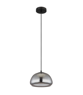Jella Dome Pendant Ceiling Light Matt Black Smoke Glass Shade 1x E14-2