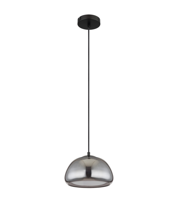 Jella Dome Pendant Ceiling Light Matt Black Smoke Glass Shade 1x E14-2