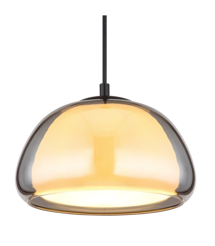 Jella Dome Pendant Ceiling Light Matt Black Smoke Glass Shade 1x E14-3