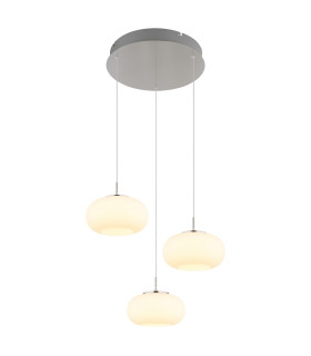 Quintara Cluster Pendant Ceiling Light Nickel Matt Opal Glass Shade 3x LED 3000K-1