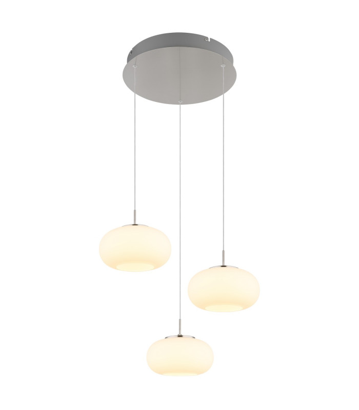 Quintara Cluster Pendant Ceiling Light Nickel Matt Opal Glass Shade 3x LED 3000K-1