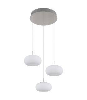 Quintara Cluster Pendant Ceiling Light Nickel Matt Opal Glass Shade 3x LED 3000K-2