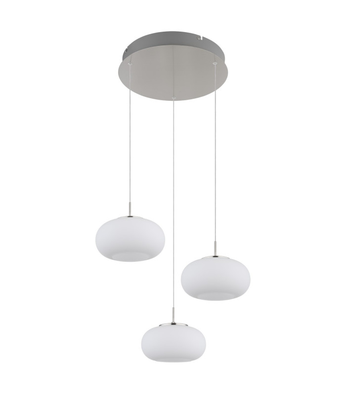Quintara Cluster Pendant Ceiling Light Nickel Matt Opal Glass Shade 3x LED 3000K-2