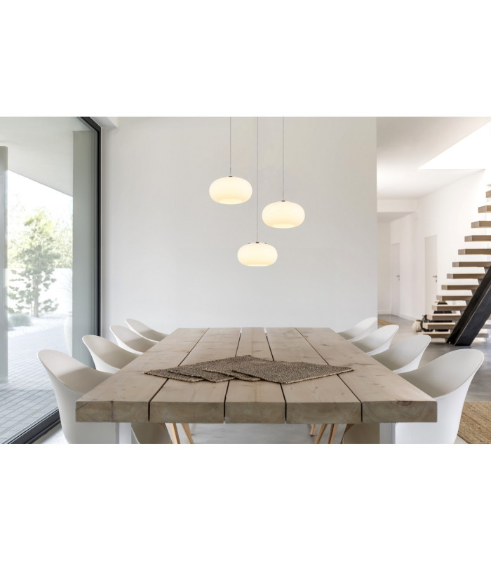 Quintara Cluster Pendant Ceiling Light Nickel Matt Opal Glass Shade 3x LED 3000K-4