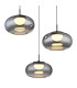 Quintara Cluster Pendant Ceiling Light Matt Black Smoke Glass Shade 3x LED 3000K-3