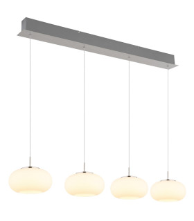 Quintara Bar Pendant Ceiling Light Nickel Matt Opal Glass Shade 4x LED 3000K-1