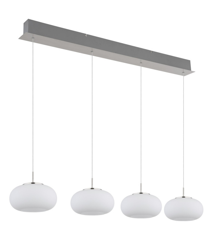 Quintara Bar Pendant Ceiling Light Nickel Matt Opal Glass Shade 4x LED 3000K-2