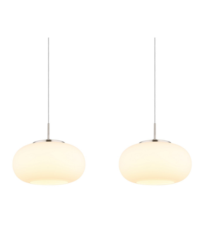 Quintara Bar Pendant Ceiling Light Nickel Matt Opal Glass Shade 4x LED 3000K-4