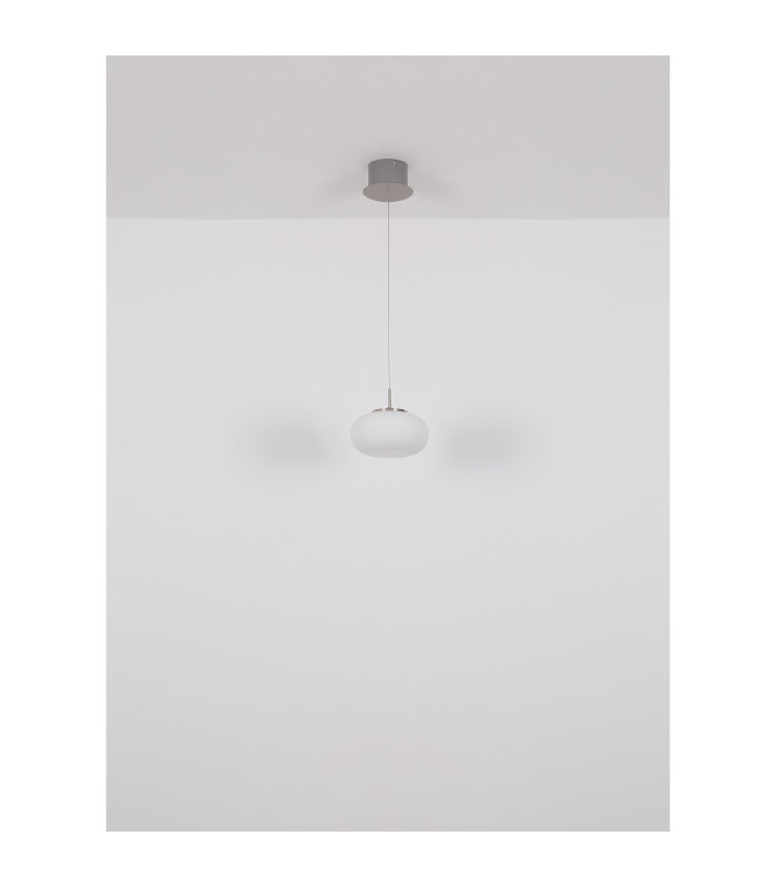 Quintara Bar Pendant Ceiling Light Nickel Matt Opal Glass Shade 4x LED 3000K-5