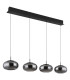 Quintara Bar Pendant Ceiling Light Matt Black Smoke Glass Shade 4x LED 3000K-2