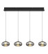 Quintara Bar Pendant Ceiling Light Matt Black Smoke Glass Shade 4x LED 3000K-3