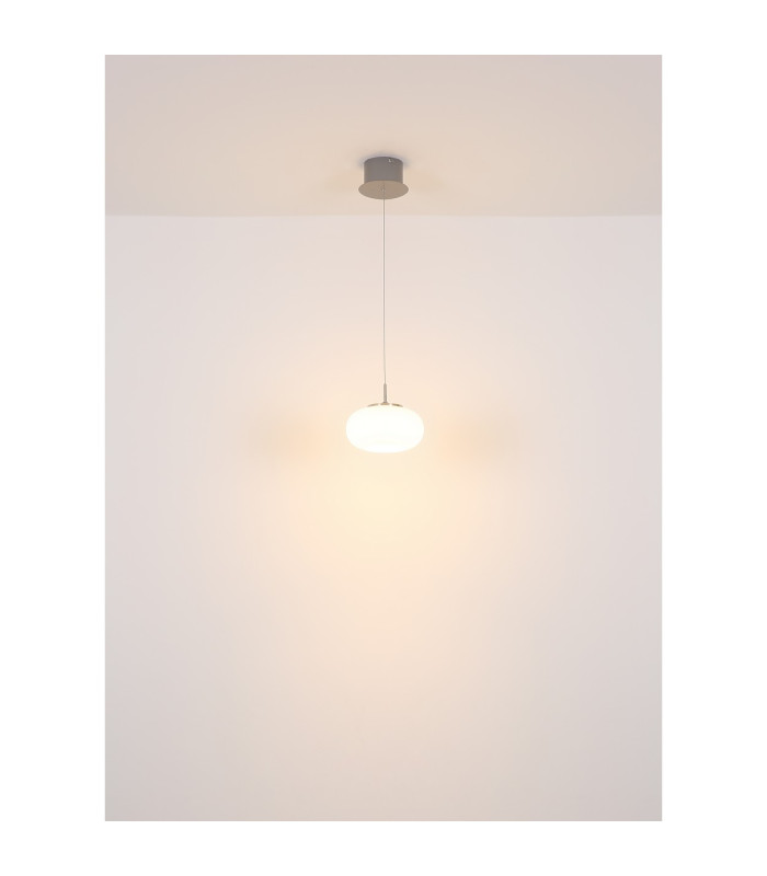 Quintara Dome Pendant Ceiling Light Nickel Matt Opal Glass Shade LED 3000K-6
