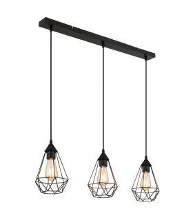 Zachary Bar Pendant Ceiling Light Matt Black 3x E27-1