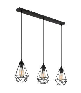 Zachary Bar Pendant Ceiling Light Matt Black 3x E27-2