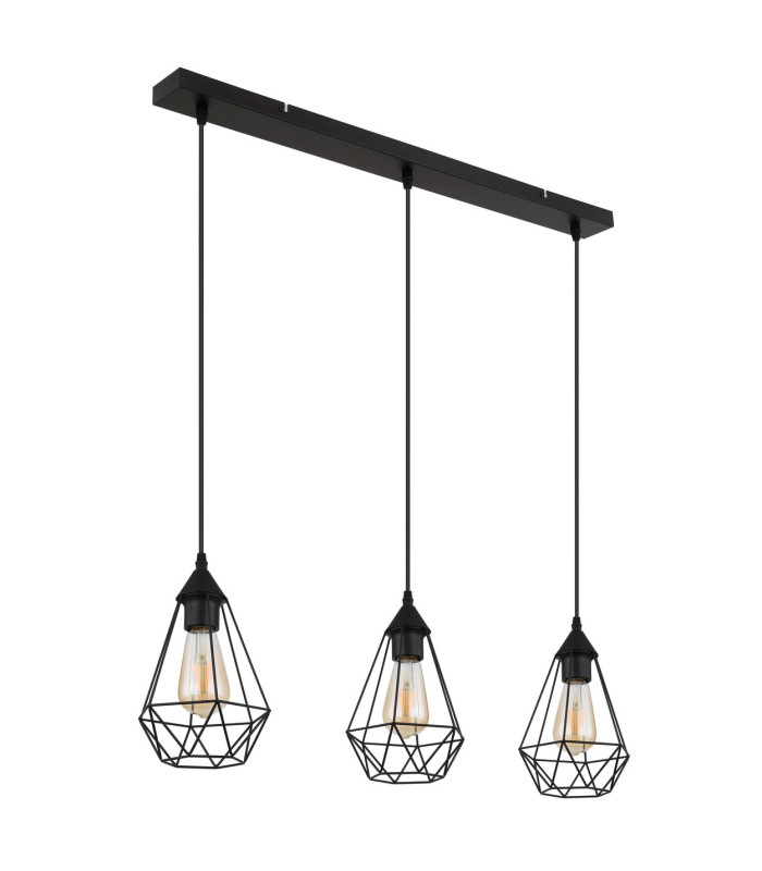 Zachary Bar Pendant Ceiling Light Matt Black 3x E27-2