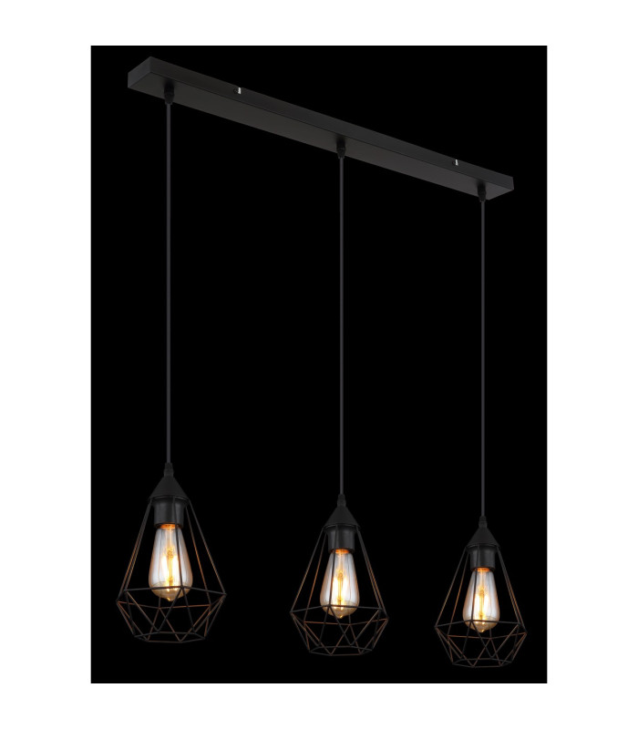 Zachary Bar Pendant Ceiling Light Matt Black 3x E27-5