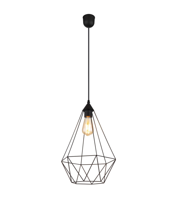 Zachary Wire Frame Pendant Ceiling Light Matt Black 1x E27-1