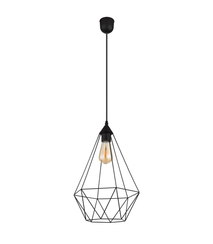 Zachary Wire Frame Pendant Ceiling Light Matt Black 1x E27-2