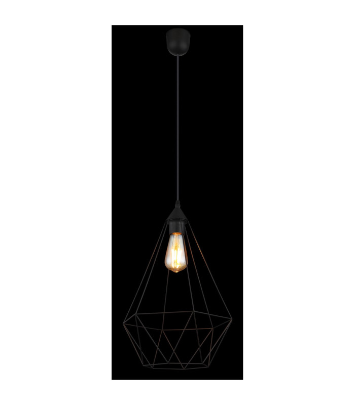 Zachary Wire Frame Pendant Ceiling Light Matt Black 1x E27-4