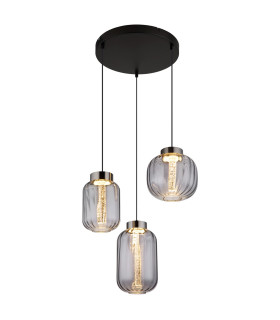 Fluoro Cluster Pendant Ceiling Light Matt Black 3x LED 3000K-1