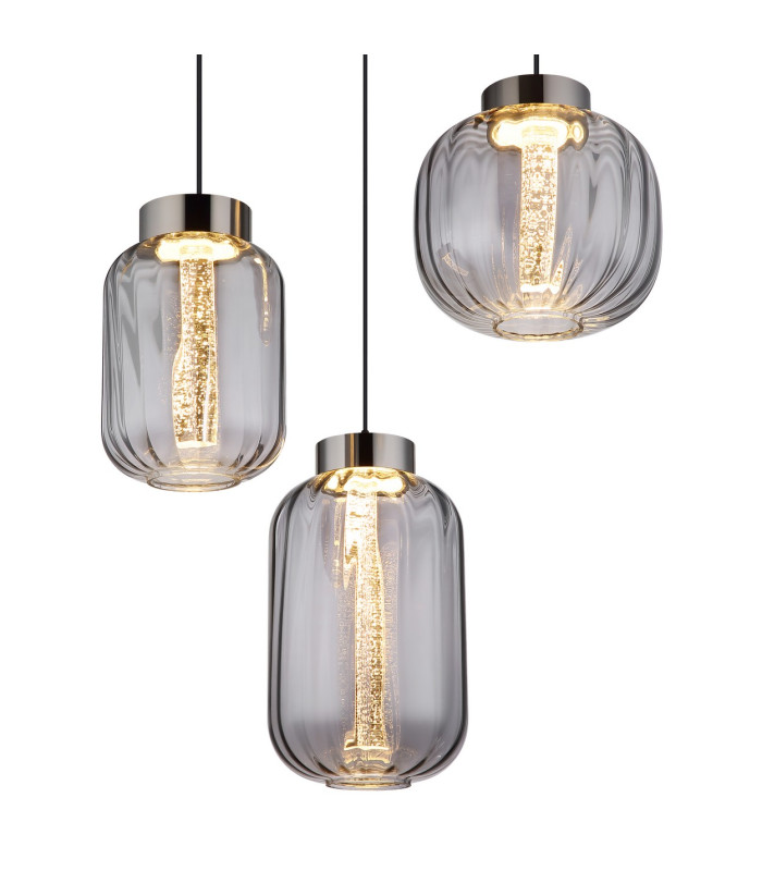 Fluoro Cluster Pendant Ceiling Light Matt Black 3x LED 3000K-3