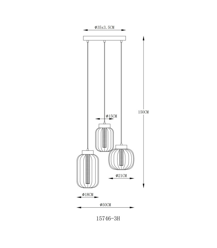 Fluoro Cluster Pendant Ceiling Light Matt Black 3x LED 3000K-5