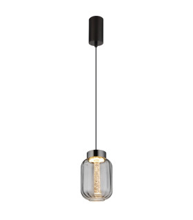 Fluoro Slim Pendant Ceiling Light Matt Black LED 3000K-1