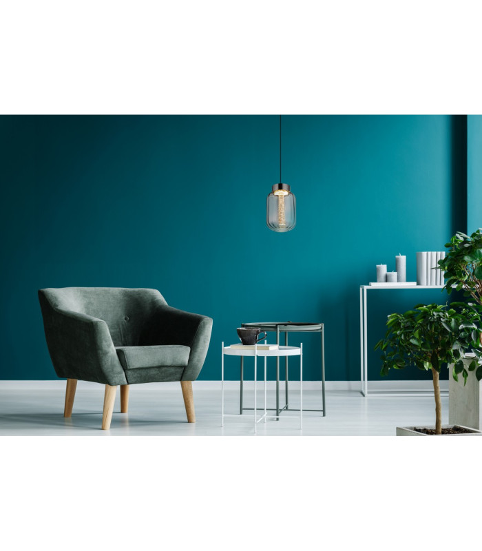 Fluoro Slim Pendant Ceiling Light Matt Black LED 3000K-7