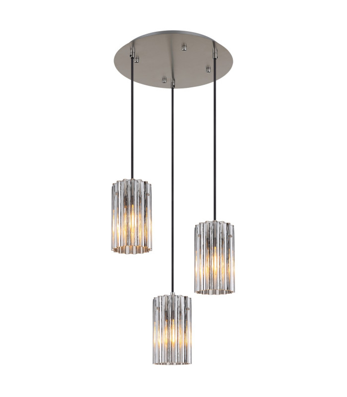 Cayden Cluster Pendant Ceiling Light Nickel Matt Clear Glass Shade 3x E27-1